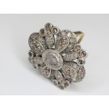 opulent inel victorian cu diamante naturale - aur si argint - Danemarca cca 1900